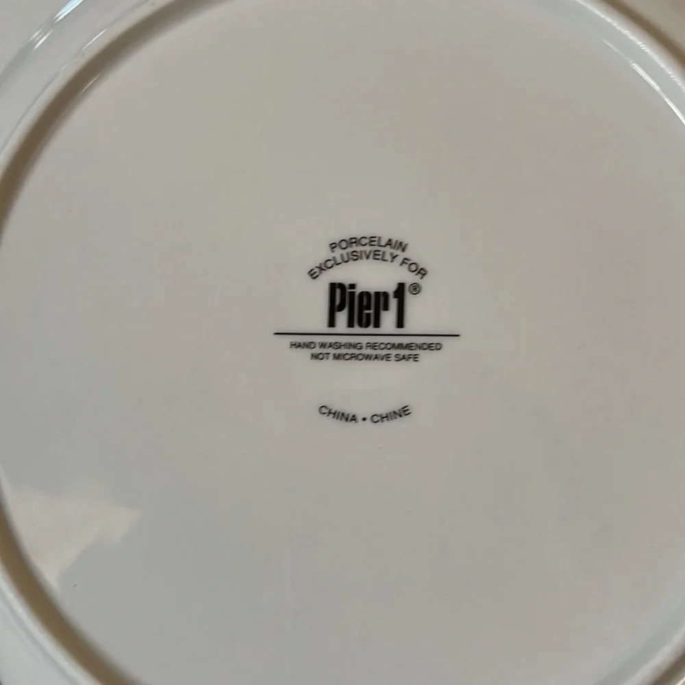 Pier 1 Holiday Scroll Gold Rimmed Porcelain Plates Set of 2